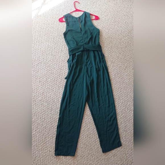 ASTR the Label Side Tie Jumpsuit Green Surplice V-Neck Wrap Style SIZE S - Picture 4 of 13